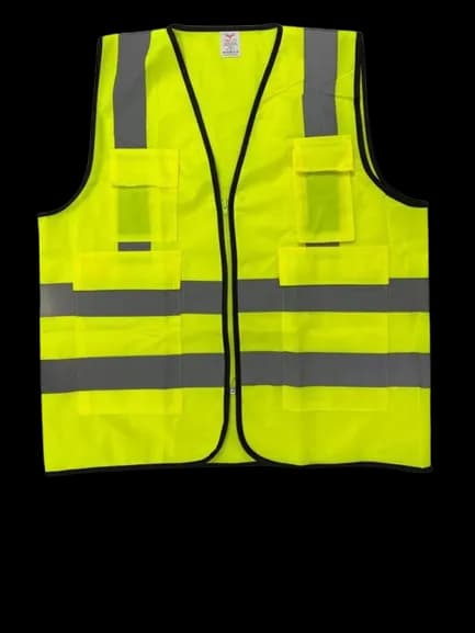 Reflective Green VOLTA REFLECTIVE FABRIC VEST WITH ZIPPER AND 4 POCKETS