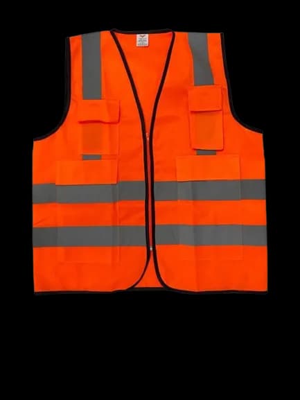 ORANGE VOLTA REFLECTIVE FABRIC VEST WITH ZIPPER AND 4 POCKETS