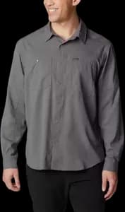 COLUMBIA SPORTSWEAR MEN SOLID CASUAL GREY SHIRT