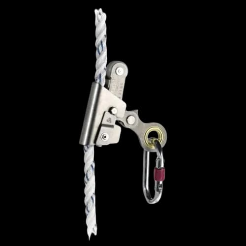 sliding fall arrester on anchorage line with 3 strands rope